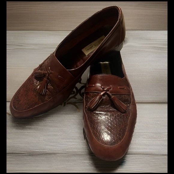 Vtg Luxury PHILLIP DE JARMO Black Leather Wingtip Tassel Loafer Men\'s Sz 9.5 main image 9